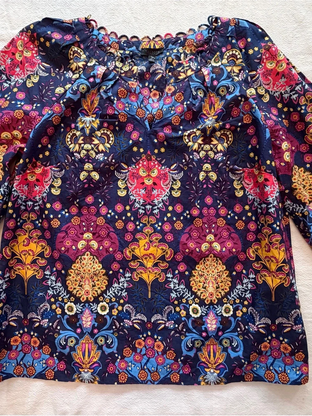 NWOT! Talbots Gorgeous Floral Peasant style Top with special details